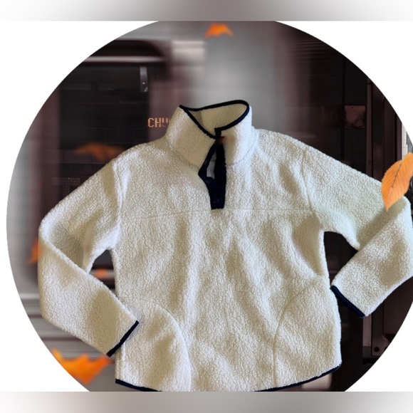 ST JOHN’S BAY polar bear sweatshirt   Sherpa Snap Women High Neck Size M - Picture 3 of 16